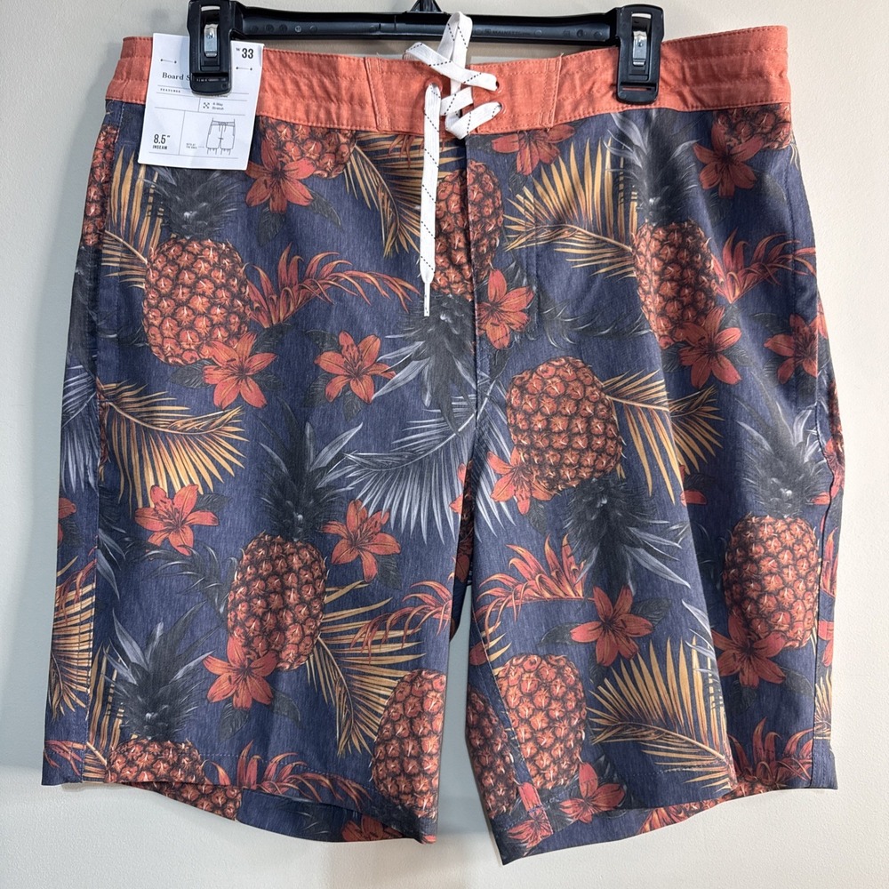 Goodfellow Men's 8.5" Size 33 Tropical Print Coral Board Shorts NWT #127